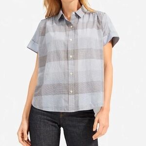 EVERLANE The Square Air Button Down Oversized Checkered Top Size Small